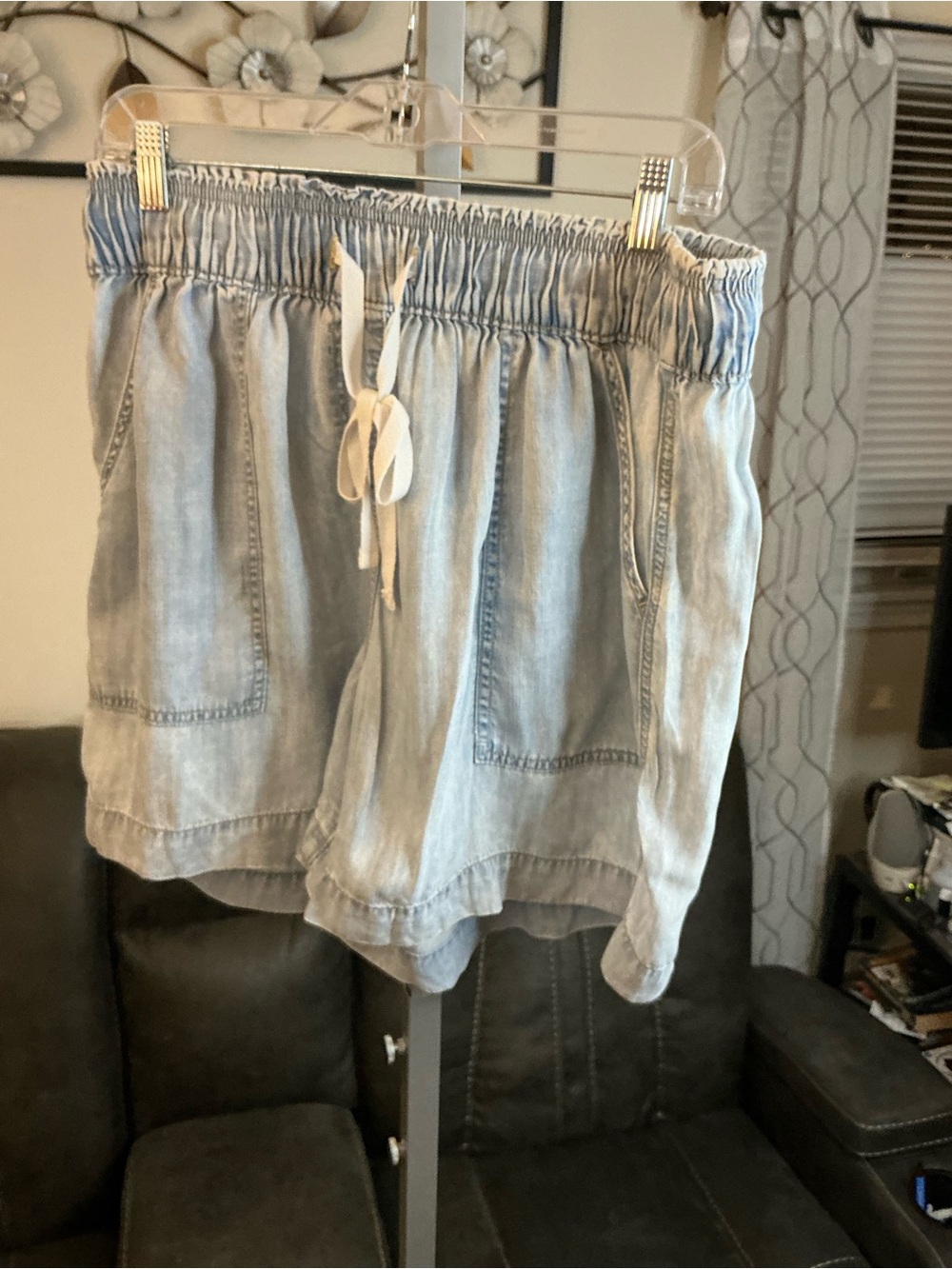 Lane Bryant Light Blue High-Waist Drawstring Shorts